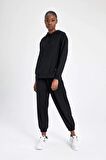 DeFactoFit Oversize Geniş Kalıp Sporcu Eşofman Altı Çift Cepli Jogger Paça Standart Boy Skuba Dalgıç Kumaş Z6694AZ24SPBK81