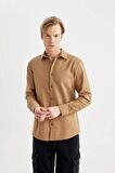 DeFacto Slim Fit Dar Kesim Polo Yaka Basic Düz Pamuklu Uzun Kollu Gömlek A4644AX24SPBN124