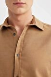 DeFacto Slim Fit Dar Kesim Polo Yaka Basic Düz Pamuklu Uzun Kollu Gömlek A4644AX24SPBN124