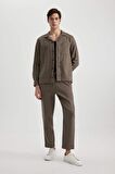 DeFacto Yazlık Jogger Pantolon Regular Fit Normal Kesim Keten Görünümlü Düz Paça Pamuklu Cepli B4138AX24SPBN571