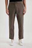 DeFacto Yazlık Jogger Pantolon Regular Fit Normal Kesim Keten Görünümlü Düz Paça Pamuklu Cepli B4138AX24SPBN571