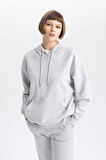 DeFacto Relax Fit Kapüşonlu Kalın Basic Sweatshirt W1240AZ23WNGR431