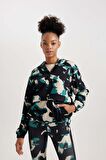 DeFactoFit Loose Fit Kamuflaj Desenli Kapüşonlu Sporcu Sweatshirt B2696AX23AUBK81