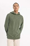 DeFacto Regular Fit Kapüşonlu Yıkamalı Soluk Efektli Basic Düz Sweatshirt B9220AX23WNKH373
