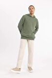 DeFacto Regular Fit Kapüşonlu Yıkamalı Soluk Efektli Basic Düz Sweatshirt B9220AX23WNKH373