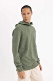 DeFacto Regular Fit Kapüşonlu Yıkamalı Soluk Efektli Basic Düz Sweatshirt B9220AX23WNKH373