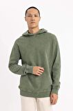 DeFacto Regular Fit Kapüşonlu Yıkamalı Soluk Efektli Basic Düz Sweatshirt B9220AX23WNKH373