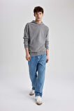 DeFacto Regular Fit Kapüşonlu Yıkamalı Soluk Efektli Basic Düz Sweatshirt B9220AX23WNGR367