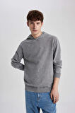 DeFacto Regular Fit Kapüşonlu Yıkamalı Soluk Efektli Basic Düz Sweatshirt B9220AX23WNGR367