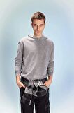 DeFacto Regular Fit Kapüşonlu Yıkamalı Soluk Efektli Basic Düz Sweatshirt B9220AX23WNGR367