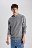 DeFacto Regular Fit Kapüşonlu Yıkamalı Soluk Efektli Basic Düz Sweatshirt B9220AX23WNGR367