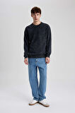 DeFacto Regular Fit Bisiklet Yaka Yıkamalı Soluk Efektli Basic Düz Sweatshirt B9221AX23WNAR231