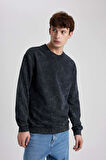 DeFacto Regular Fit Bisiklet Yaka Yıkamalı Soluk Efektli Basic Düz Sweatshirt B9221AX23WNAR231