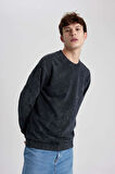 DeFacto Regular Fit Bisiklet Yaka Yıkamalı Soluk Efektli Basic Düz Sweatshirt B9221AX23WNAR231
