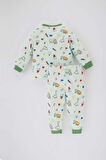 Erkek Bebek Desenli Uzun Kollu Fitilli Kaşkorse Pijama Takımı