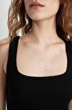 DeFacto Bodycon Kare Yaka Fitilli Kaşkorse Askılı Midi Elbise Z7577AZ24SMBK81