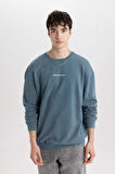 DeFacto Comfort Regular Fit Rahat Kalıp Bisiklet Yaka Sırt Baskılı Yıkamalı Soluk Efektli Sweatshirt C1664AX24SPIN212