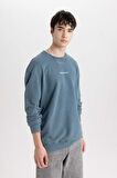 DeFacto Comfort Regular Fit Rahat Kalıp Bisiklet Yaka Sırt Baskılı Yıkamalı Soluk Efektli Sweatshirt C1664AX24SPIN212