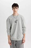 DeFacto Comfort Regular Fit Rahat Kalıp Bisiklet Yaka Baskılı Sweatshirt C1663AX24SPGR91