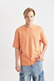 DeFacto Oversize Fit Bisiklet Yaka Kısa Kollu %100 Pamuk Ağır Kumaş Tişört T3661AZ24SPOG47