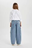DeFacto Kız Çocuk Kargo Fit Geniş Paça Jean Pantolon B4950A824SPNM63
