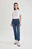DeFacto Crop Flare Fit Normal Bel Paça Ucu Kesik Bilek Boy Jean Pantolon C1893AX24SMNM39