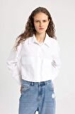 DeFacto Crop Basic Poplin Basic Uzun Kollu Gömlek C2355AX24SPWT34