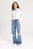 DeFacto Crop Basic Poplin Basic Uzun Kollu Gömlek C2355AX24SPWT34