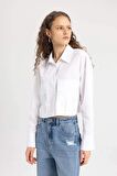 DeFacto Crop Basic Poplin Basic Uzun Kollu Gömlek C2355AX24SPWT34