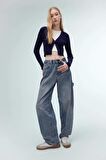 DeFacto Coool Wide Leg Geniş Paça Yüksek Bel Pantolon Jean Detaylı C2624AX24SPNV199