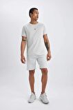 DeFactoFit Slim Fit Dar Kesim Bisiklet Yaka Baskılı Sporcu Kısa Kollu Tişört V2887AZ24SPGR91
