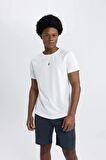DeFactoFit Slim Fit Dar Kesim Bisiklet Yaka Baskılı Sporcu Kısa Kollu Tişört V2887AZ24SPWT80