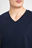 DeFacto Slim Fit Dar Kesim V Yaka Basic Düz Kısa Kollu %100 Pamuk Tişört M7668AZ24SPNV64