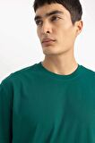 DeFacto New Regular Fit Bisiklet Yaka Basic Düz %100 Pamuk Kısa Kollu Tişört V7699AZ24SPGN470
