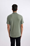 DeFacto Slim Fit Dar Kesim Kısa Kollu Pamuklu Modal Karışımlı Basic Düz Polo Tişört M6609AZ24SPGN460