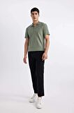 DeFacto Slim Fit Dar Kesim Kısa Kollu Pamuklu Modal Karışımlı Basic Düz Polo Tişört M6609AZ24SPGN460
