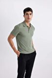 DeFacto Slim Fit Dar Kesim Kısa Kollu Pamuklu Modal Karışımlı Basic Düz Polo Tişört M6609AZ24SPGN460
