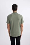 DeFacto Slim Fit Dar Kesim Kısa Kollu Pamuklu Modal Karışımlı Basic Düz Polo Tişört M6609AZ24SPGN460