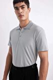 DeFacto Slim Fit Dar Kesim Kısa Kollu Pamuklu Modal Karışımlı Basic Düz Polo Tişört M6609AZ24SPGR130