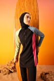 DeFacto Regular Fit Renk Bloklu 4'lü Basic Burkini Tesettür Mayo Takım B5237AX24SMBK81