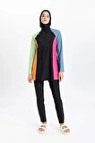 DeFacto Regular Fit Renk Bloklu 4'lü Basic Burkini Tesettür Mayo Takım B5237AX24SMBK81
