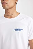 DeFactoFit Slim Fit Dar Kesim Bisiklet Yaka Baskılı Kısa Kollu Sporcu Tişört B5019AX24SPWT80