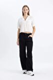 DeFacto Coool Oversize Fit Pijama Yaka Kısa Kollu Gömlek C3751AX24SPWT32