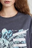DeFacto Nirvana Oversize Geniş Kalıp Bisiklet Yaka Kısa Kollu Yıkamalı Soluk Efektli Tişört C3768AX24SMAR58