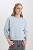 DeFacto Relax Fit Bisiklet Yaka Kalın Basic Düz Sweatshirt B8568AX24SPBE343