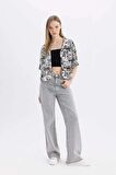 DeFacto Coool Regular Fit Pijama Yaka Desenli Kısa Kollu Gömlek Z1663AZ24SPBK27