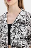 DeFacto Coool Regular Fit Pijama Yaka Desenli Kısa Kollu Gömlek Z1663AZ24SPBK27