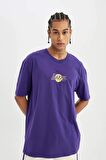 DeFactoFit NBA Los Angeles Lakers Boxy Fit Bisiklet Yaka Kısa Kollu Tişört B9910AX24SMPR299