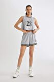 DeFactoFit Standart Fit Baskılı Sporcu Kısa Paça Şort B8974AX24SMGR445