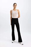 DeFactoFit Flare Fit İspanyol Paça Standart Boy Ribana Pantolon B9023AX24SMBK81
